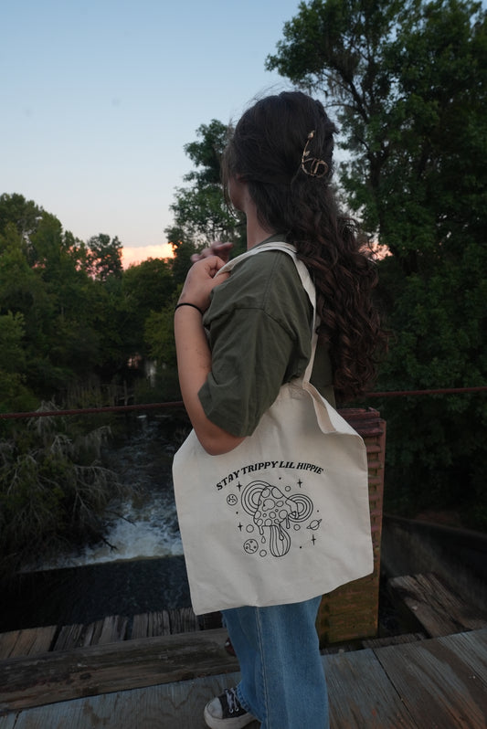 "Stay Trippy Lil Hippie" Tote Bag